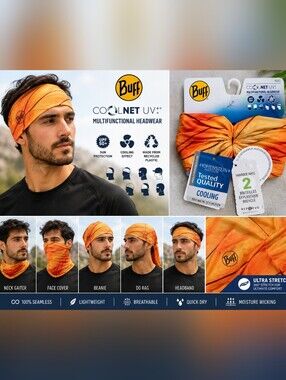Buff Orange Multifunctional Headwear - CoolNet UV+